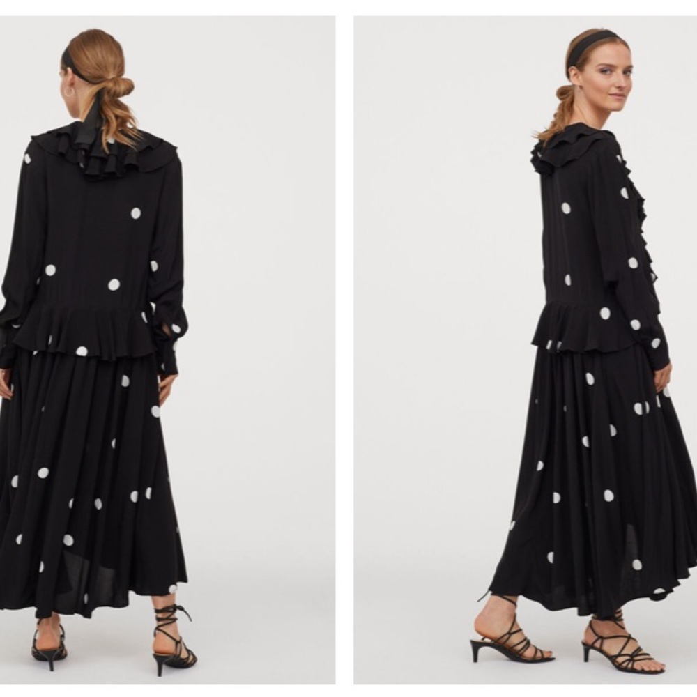 H&am Black dress polka dot ruffled